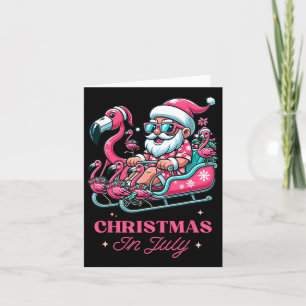 Grappige kerst in juli Zomer Santa Flamingo Slei Kaart