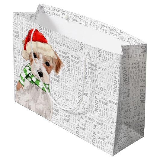 Grappige kerst Jack Russell Terrier Hond Groot Cadeauzakje (Achterkant Gekanteld)
