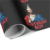 Grappige kerst Jezus verjaardag jongen Cadeaupapier (Rol Hoek)