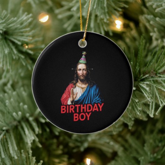Grappige kerst Jezus verjaardag jongen Keramisch Ornament (Boom)