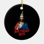 Grappige kerst Jezus verjaardag jongen Keramisch Ornament (Voorkant)
