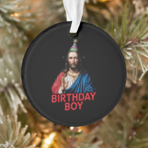 Grappige kerst Jezus verjaardag jongen Ornament