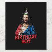 Grappige kerst Jezus verjaardag jongen Wijn Etiket (Enkel label)