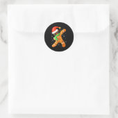 Grappige Kerst Jongens Kinderen Dabbing Kerstbrood Ronde Sticker (Tas)