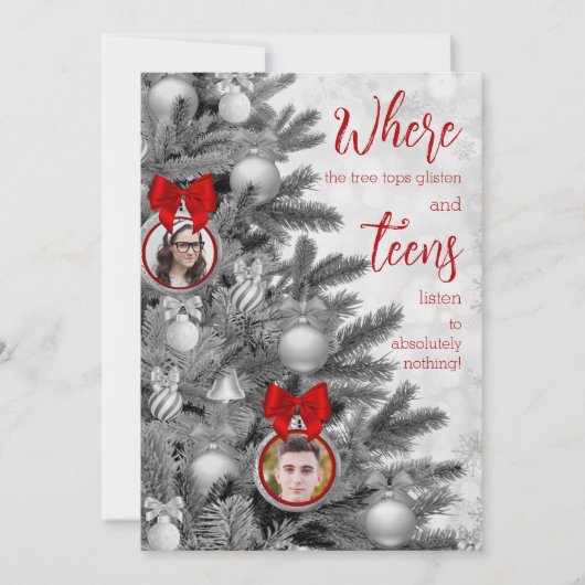 Grappige Kerst Kaart Kinder Familie Foto's Tiener (Voorkant)