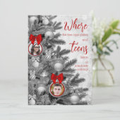Grappige Kerst Kaart Kinder Familie Foto's Tiener (Staand voorkant)