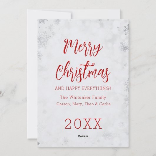 Grappige Kerst Kaart Kinder Familie Foto's Tiener (Achterkant)