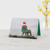 Grappige Kerst Kaart Leeuw Krans Wenskaart (Gele Bloem)