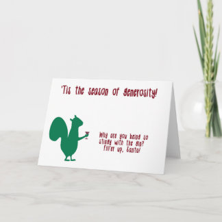 Grappige kerst Kaart met eekhoorn en gin