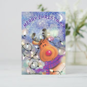 Grappige kerst Kaart met Happy Reindeer (Staand voorkant)