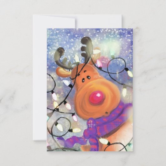 Grappige kerst Kaart met Happy Reindeer (Achterkant)