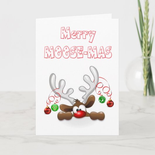 Grappige kerst Kaart, Moose Feestdagen Kaart (Voorkant)