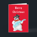 Grappige kerst Kaart Musical Snowman met gitaar<br><div class="desc">Grappige Kerst Kaarten met Snowman Rock Muziek Gitaar Speler MIGNED Schilderontwerp -  - of Kies uw kaart kleur / of tekst !</div>