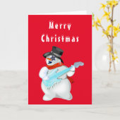 Grappige kerst Kaart Musical Snowman met gitaar (Gele Bloem)