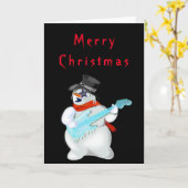 Grappige kerst Kaart Snowman Rock muziek gitarist (Gele Bloem)