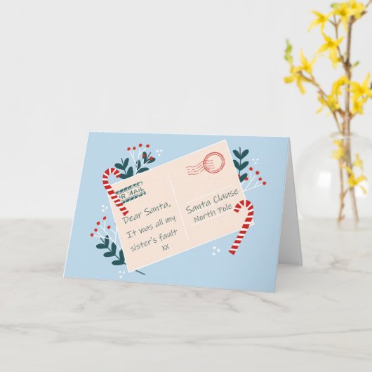 Grappige kerst Kaart voor Sister Witty humor (Gele Bloem)