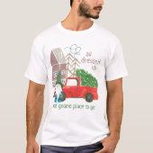 Grappige kerst kabouter en rode vrachtwagen t-shirt (Voorkant)