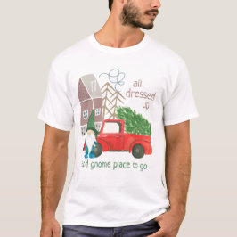 Grappige kerst kabouter en rode vrachtwagen t-shirt