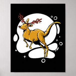 Grappige Kerst Kangoeroe Rendier Australië Mannen  Poster