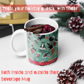 Grappige kerst kat raids kousen gepersonaliseerd koffiemok