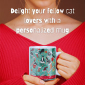 Grappige kerst kat raids kousen gepersonaliseerd koffiemok