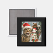 Grappige kerst kat selfie met Bigfoot Alien & amp Magneet (Voorkant / Achterkant)