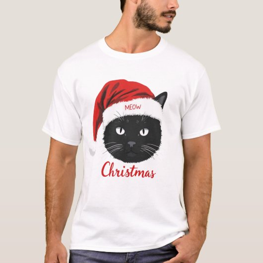Grappige kerst kat sublimatie t-shirt (Voorkant)