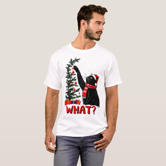 Grappige kerst kat sublimatie t-shirt (Voorkant volledig)