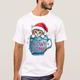 Grappige kerst kat sublimatie t-shirt