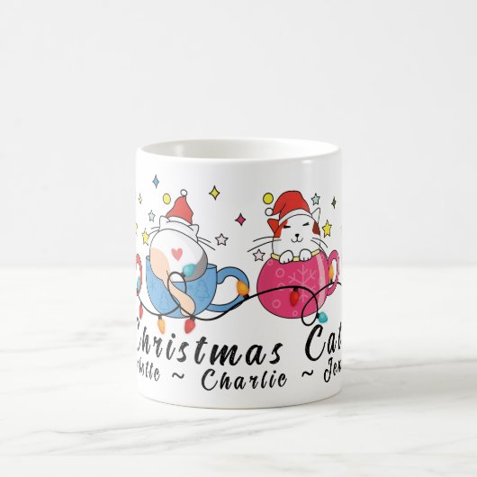 Grappige Kerst Katten Ik Monogram Kerstmis Partij Koffiemok (Center)