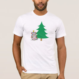 Grappige kerst kattenboom kerstverlichting t-shirt