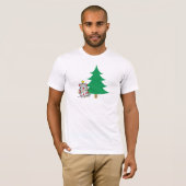 Grappige kerst kattenboom kerstverlichting t-shirt (Voorkant volledig)