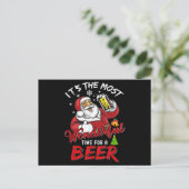 Grappige kerst Kerstman Drinkt Bier Geweldig Briefkaart (Staand voorkant)