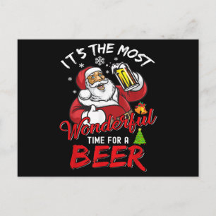 Grappige kerst Kerstman Drinkt Bier Geweldig Briefkaart