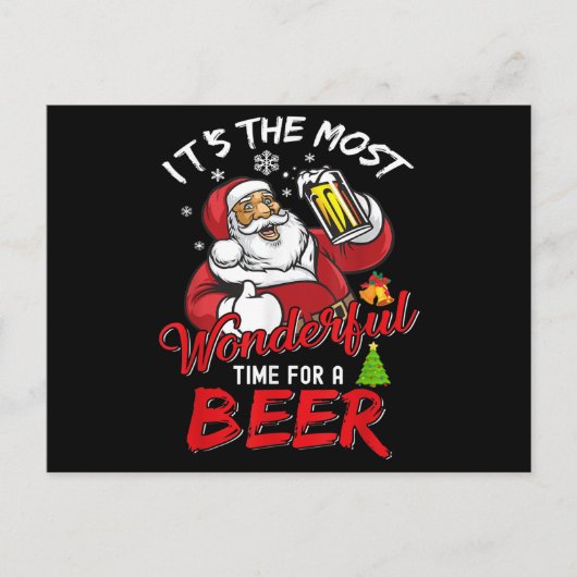 Grappige kerst Kerstman Drinkt Bier Geweldig Briefkaart (Voorkant)