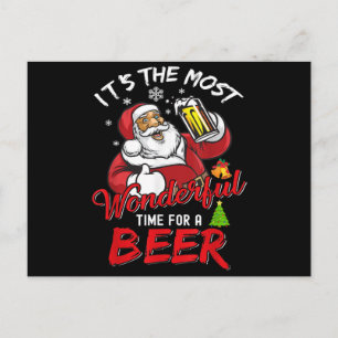 Grappige kerst Kerstman Drinkt Bier Geweldig Feestdagenkaart