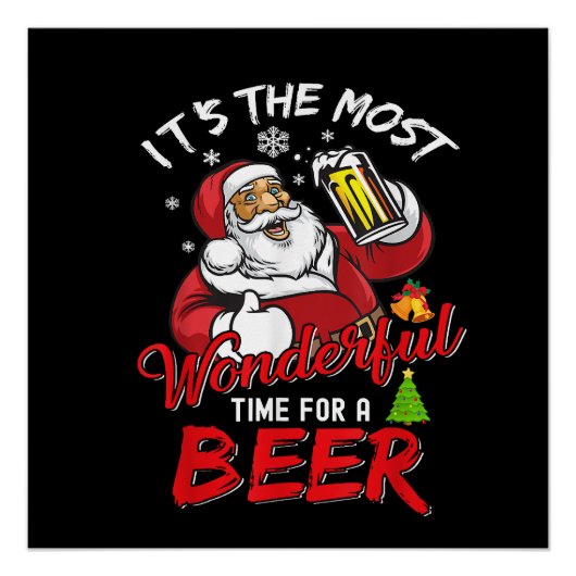 Grappige kerst Kerstman Drinkt Bier Geweldig Perfect Poster (Voorkant)