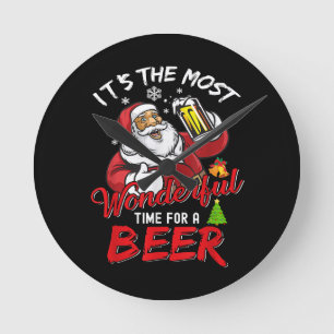 Grappige kerst Kerstman Drinkt Bier Geweldig Ronde Klok