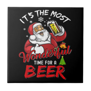 Grappige kerst Kerstman Drinkt Bier Geweldig Tegeltje