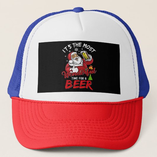 Grappige kerst Kerstman Drinkt Bier Geweldig Trucker Pet (Voorkant)
