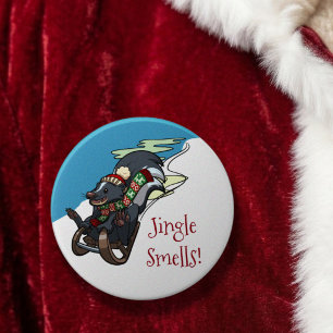 Grappige Kerst Kerstmuts Vulling met Stinkdier op Ronde Button 7,6 Cm