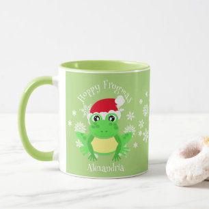 Grappige Kerst Kikker Santa Hoed Groene Nieuwighei Mok