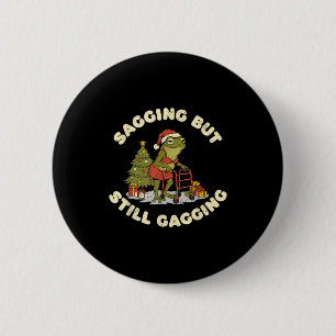Grappige Kerst Kikker Slap Hangend Maar Nog Steeds Ronde Button 5,7 Cm