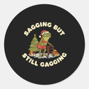 Grappige Kerst Kikker Slappe Maar Nog Steeds Kokha Ronde Sticker