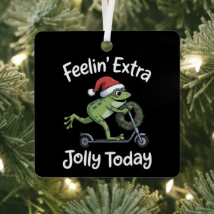 Grappige Kerst Kikker Voelt Extra Vrolijk Vandaag  Metalen Ornament