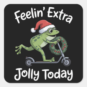 Grappige Kerst Kikker Voelt Extra Vrolijk Vandaag Vierkante Sticker