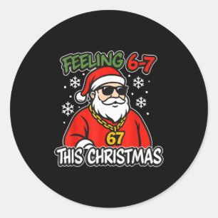 Grappige Kerst Kinderen 6-7 67 Zes Zeven Meme Jong Ronde Sticker