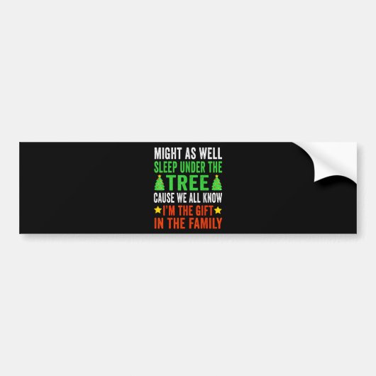 Grappige Kerst Kinderen Kerst Pyjama Meisjes Jonge Bumpersticker (Voorkant)