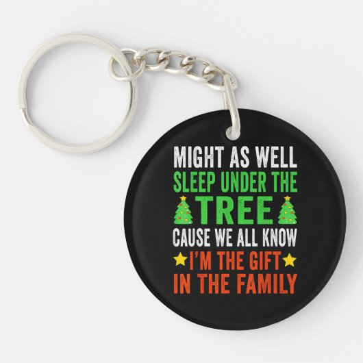 Grappige Kerst Kinderen Kerst Pyjama Meisjes Jonge Sleutelhanger (Voorkant)