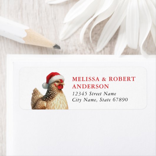 Grappige kerst kip retour adres labels (Insitu)